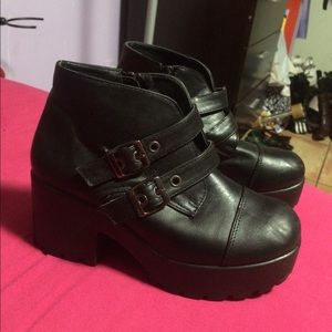 Black chunky ankle boots