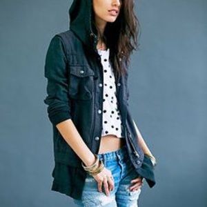 Free People Hooded Utility Jacket