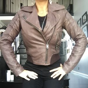 Leather crop jacket