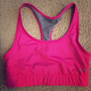 Reversible pink and grey sports bra