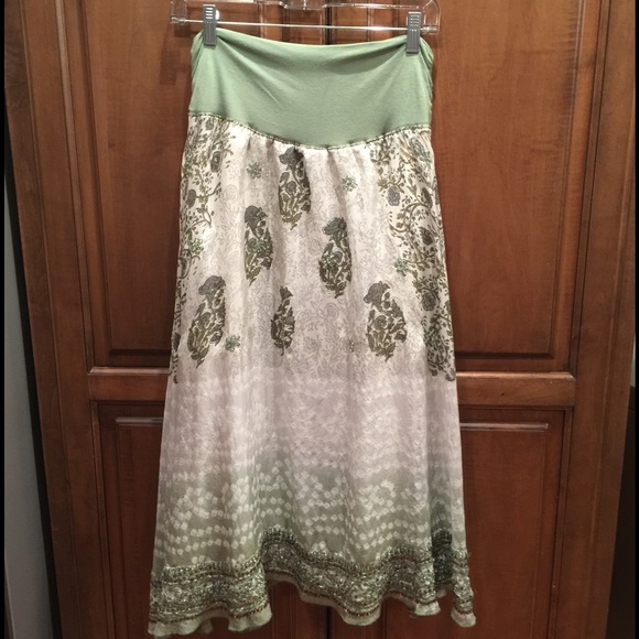 Soft Surroundings Green/Tan skirt