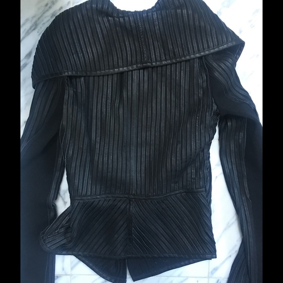 LINE BLACK 100%LAMBSKIN LEATHER JACKET