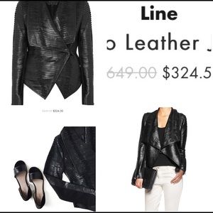 LINE BLACK 100%LAMBSKIN LEATHER JACKET  SEEN ON ACTRESS ON TV SHOW.