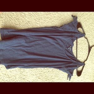 Navy blue open shoulder tee