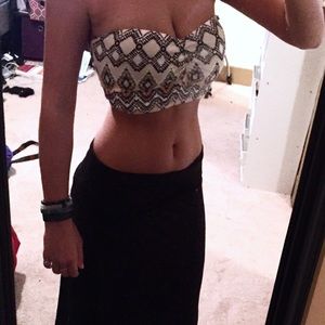 Festival boho print bandeau strapless top
