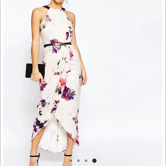 little mistress floral maxi dress Blue Print Chiffon Maxi Dress