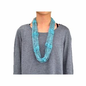 Turquoise Skinny Infinity Scarf Metallic Bling