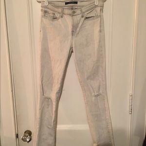 Light Grey/ White J Brand raw skinnies