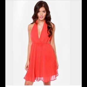 Lulus Pleated Halter Dress - "Pretty Red Dress"