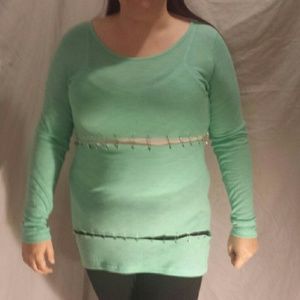 Revamped Blue Long Sleeve Safety Pin Dress - XL