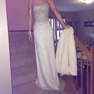 White gold and silver prom dress. Wore once.