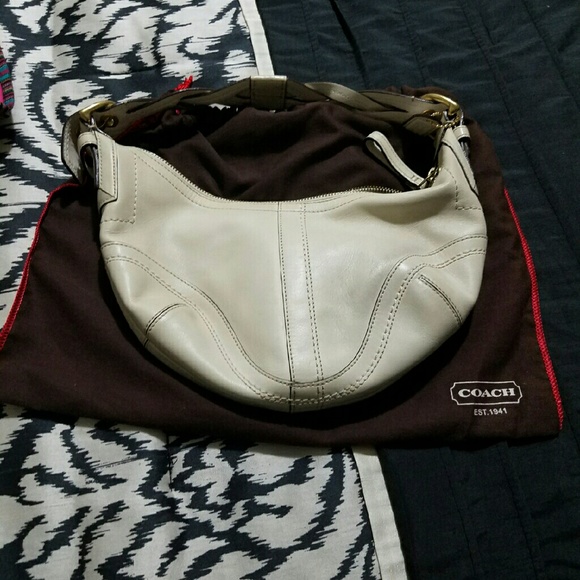 Ivory leather coach purse