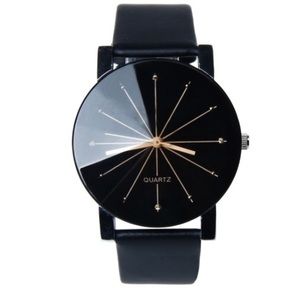 Men Quartz Dial Clock Leather Wrist Watch