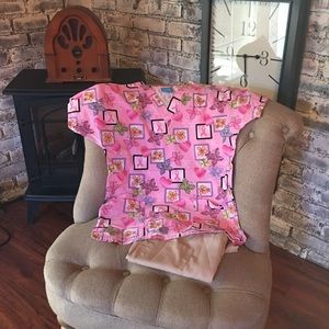 Pink medical scrubs support cancer size xs