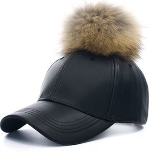 Faux Leather Fur Adjustable Baseball Cap