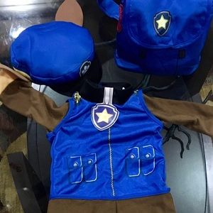 Paw patrol 2T Chase costume w/ hat and backpack