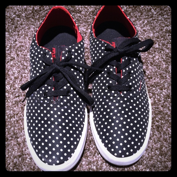 Supra Shoe Vans Style Black White Polka Dot Sz 10