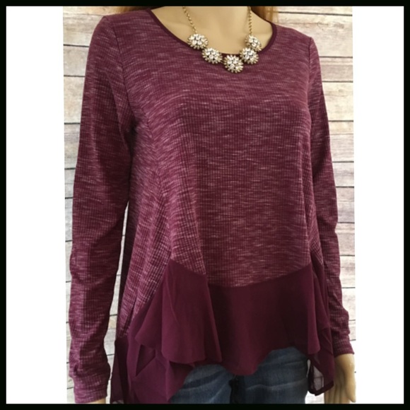 ❌SOLD ❌MARLED TOP CHIFFON HEM ❌SOLD❌ - Picture 6 of 8