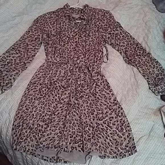 Loft animal print tie waist shirt dress.