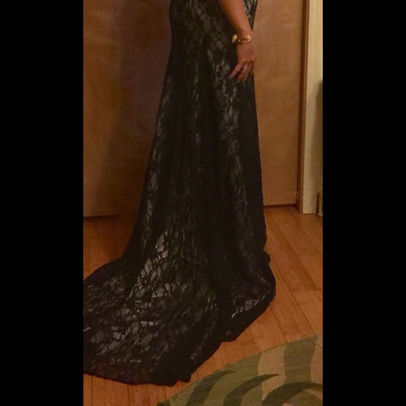 Brand new Black on nude long open back dress - Picture 3 of 3