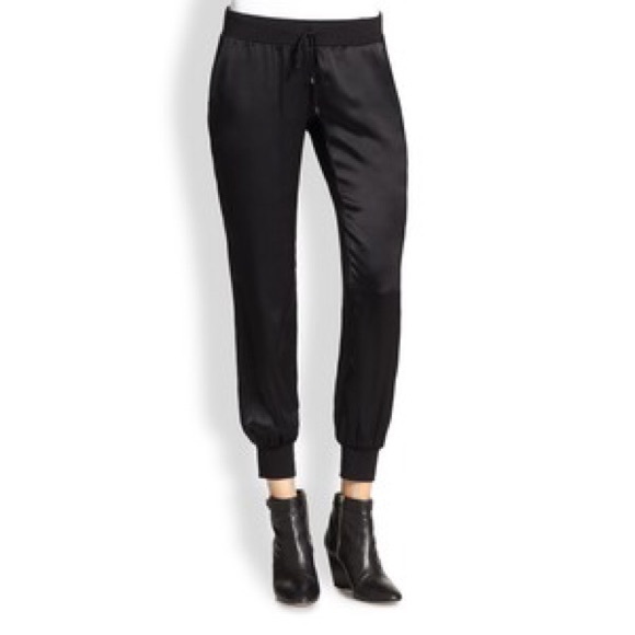 Haute Hippie black silk cropped pants