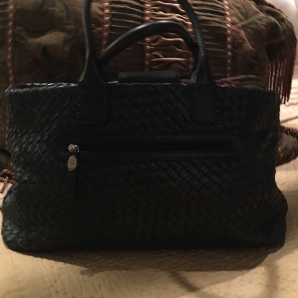 Donald Pliner black weave leather bag