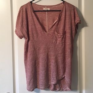 MADEWELL red striped split neck tee