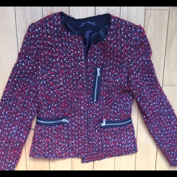 Zara Sm red tweed jacket