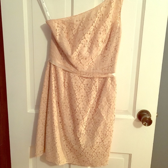 Cream Lace One Shoulder Dress