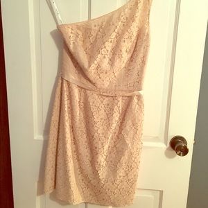 Cream Lace One Shoulder Dress