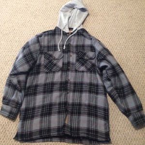 Button down hooded flannel coat. Never worn