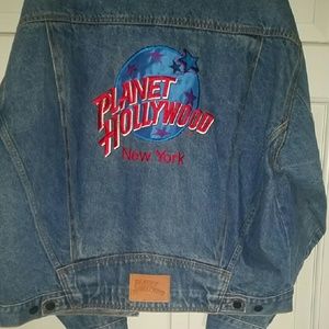 Vintage planet hollywood New York jean jacket!