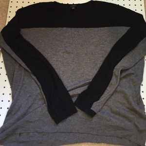 Ann Taylor Gray and Black Color Block Sweater