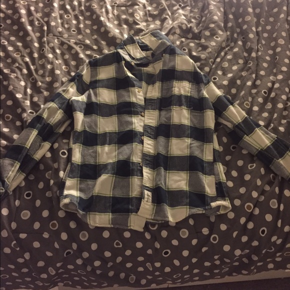 Abercrombie and fitch green and navy flannel