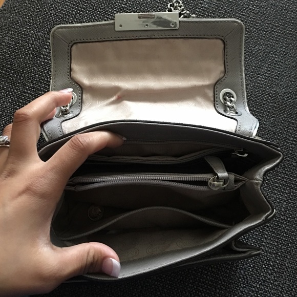 MK Gray with silver trim cross over bag - Picture 2 of 4