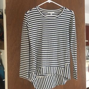 Cabi Bengal Stripe LS Tee.  Navy and Ivory,