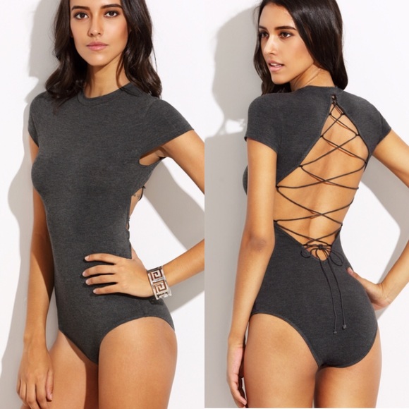 LAST! Back Lace Up Bodysuit MEGA CLEARANCE SALE - Picture 2 of 3