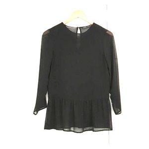 LIKE NEW // Zara Sheer Drop Waist Ruffle Blouse