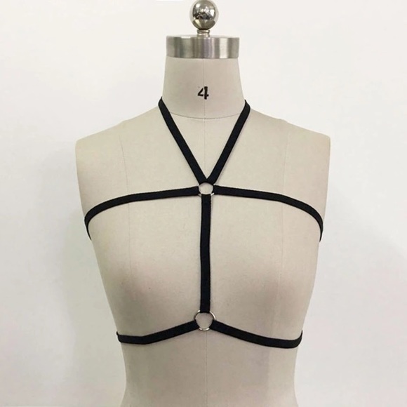'Scarlet' Black Harness Bra - Picture 2 of 3