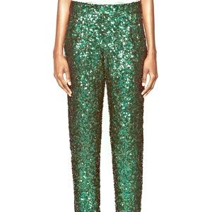 green sequin pants