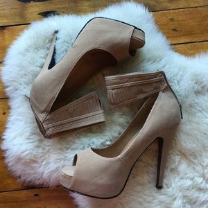 Nude heels with ankle strap