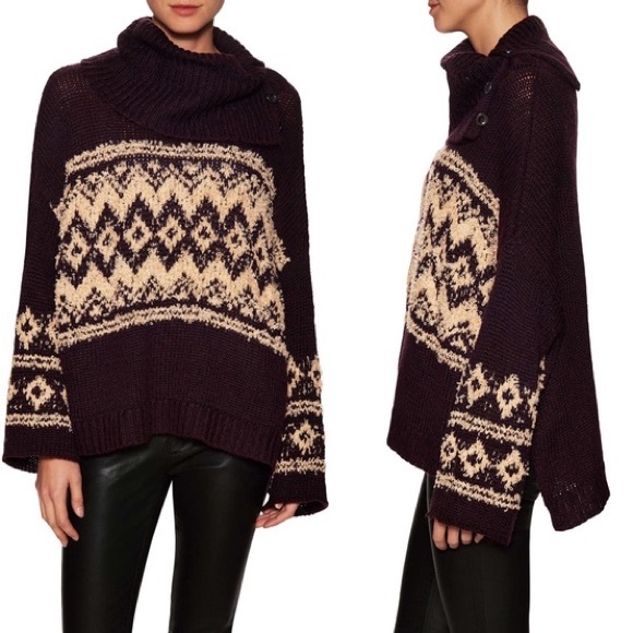 Free People Sweaters - Free People Fair Isle Split Neck Cowl Sweater