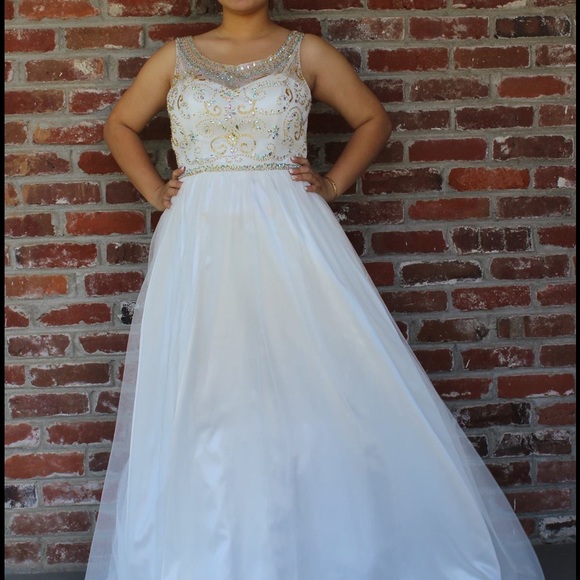Gold and white prom dress