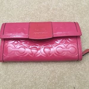 Pink leather coach wallet