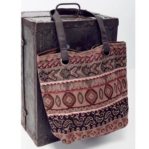 EMBELLISHED BAG Vegan Leather Carryall Earthy Tote