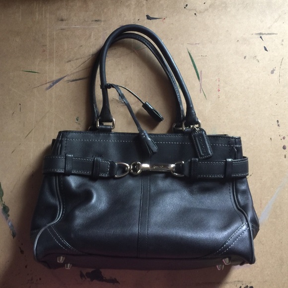 Black Coach Hampton tassel tote