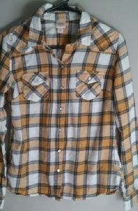 Mossimo Women's Mustard Plaid Shirt Medium