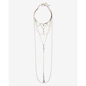 Collar And Nested Chain And Lariat Necklace