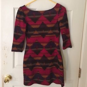 High-neck/low-back shift dress