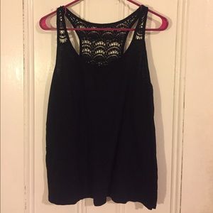 Black Lace Shoulder GAP Tank Top